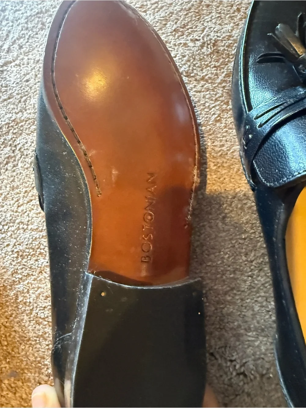 Bostonian Men's Black Leather Tassel Slip-On Loafers